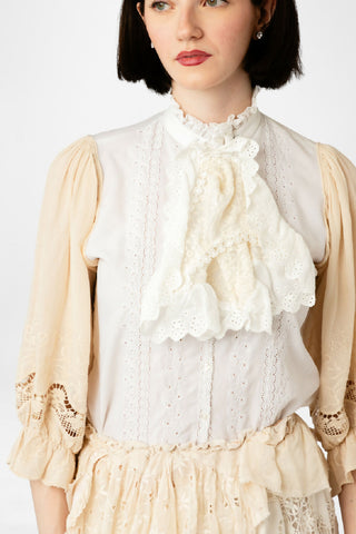 Reconstructed Vintage Lace Flounce Blouse