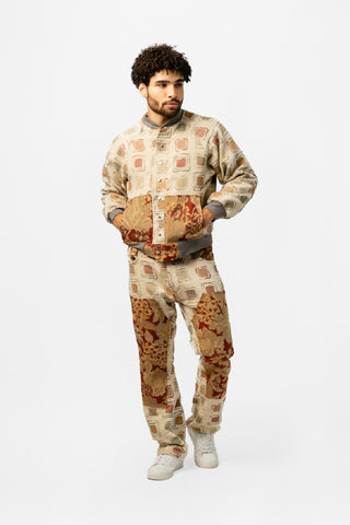 double knee patchwork pants