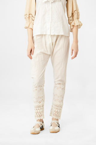 Romantic Lace-Trimmed Vintage Layering Trousers