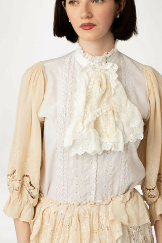 Reconstructed Vintage Lace Flounce Blouse