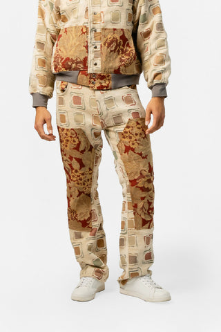 double knee patchwork pants