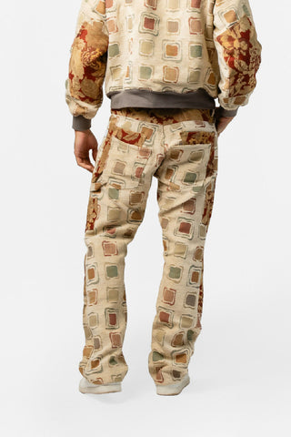 double knee patchwork pants