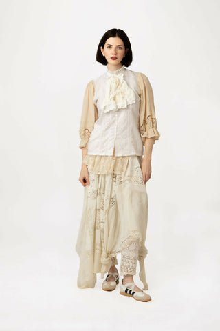 Reconstructed Vintage Lace Flounce Blouse